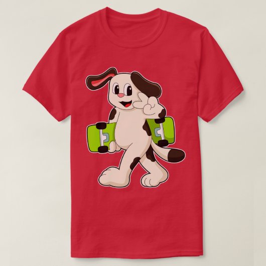 スケートボード付きスケーターとしての犬5 Tシャツ (デザイン正面)