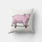 スケートボード付きスケーターとしての豚 クッション (裏面)