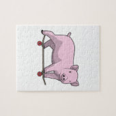 スケートボード付きスケーターとしての豚 ジグソーパズル (横)