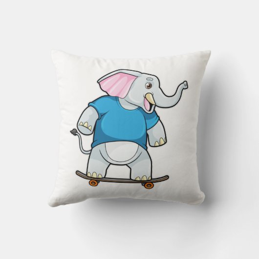 スケートボード付きスケーターとしての象 クッション (裏面)