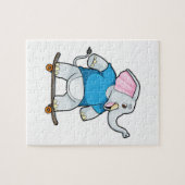 スケートボード付きスケーターとしての象 ジグソーパズル (横)