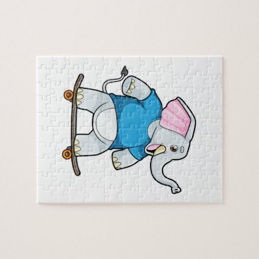スケートボード付きスケーターとしての象 ジグソーパズル (横)