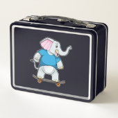 スケートボード付きスケーターとしての象 メタルランチボックス (裏面)