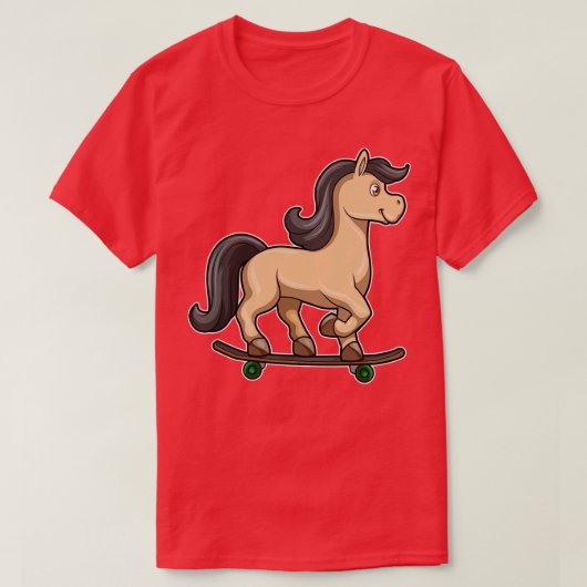 スケートボード付きスケーターとしての馬1 Tシャツ (デザイン正面)