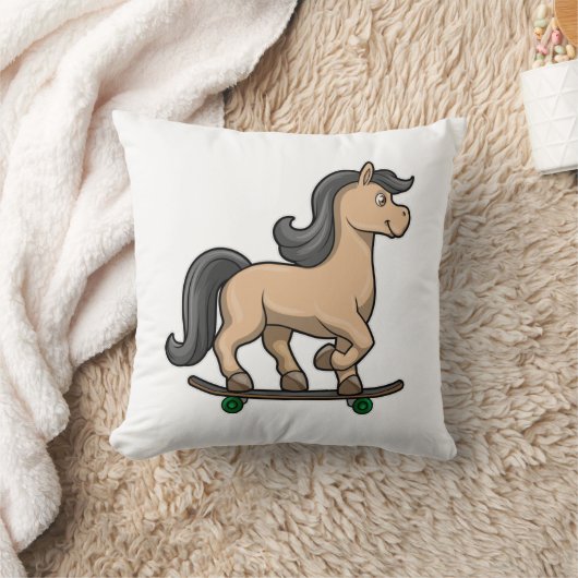 スケートボード付きスケーターとしての馬 クッション (ブランケット)