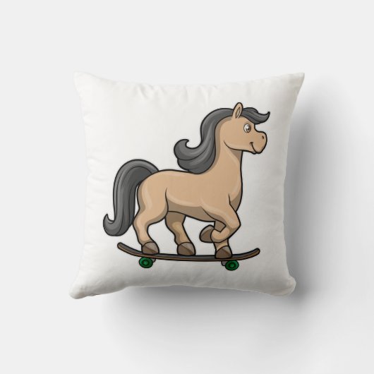 スケートボード付きスケーターとしての馬 クッション (裏面)