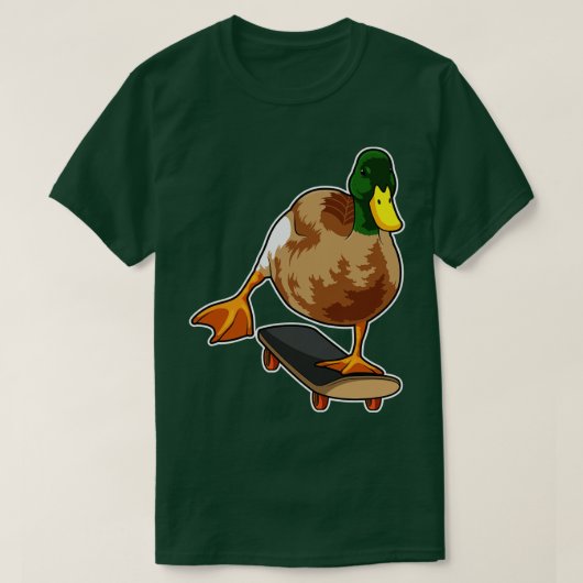 スケートボード付きスケーターとしてアヒル2 Tシャツ (デザイン正面)