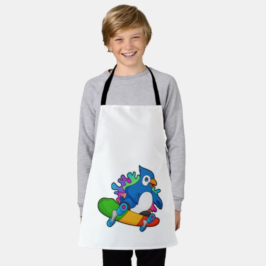 スケートボード付きスケーターとしてオウム エプロン (着用した状態)