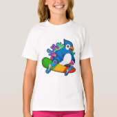 スケートボード付きスケーターとしてオウム Tシャツ (正面)