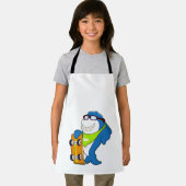 スケートボード付きスケーターとしてサメ エプロン (インサイチュ)