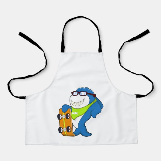 スケートボード付きスケーターとしてサメ エプロン (正面)