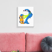 スケートボード付きスケーターとしてサメ キャンバスプリント (インサイチュ (リビング))