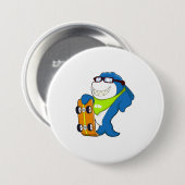 スケートボード付きスケーターとしてサメ 缶バッジ (正面&裏面)