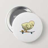 スケートボード付きスケーターとしてシック 缶バッジ (正面&裏面)