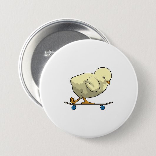 スケートボード付きスケーターとしてシック 缶バッジ (正面&裏面)