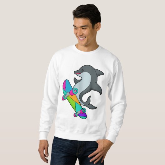 スケートボード付きスケーターとしてドルピン スウェットシャツ (正面フル)