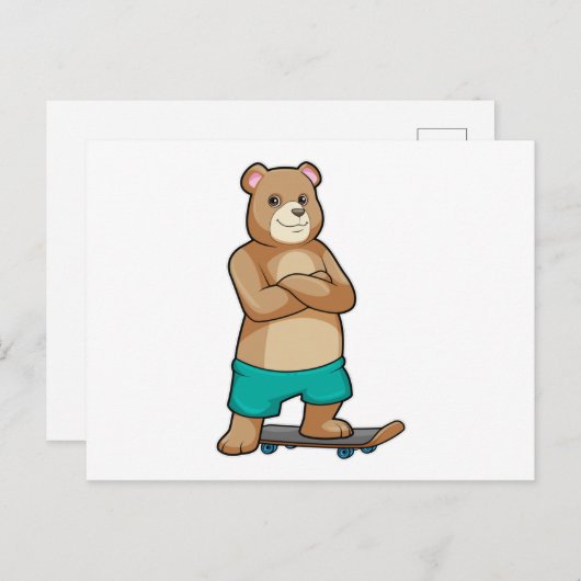スケートボード付きスケーターとしてベア ポストカード (正面/裏面)