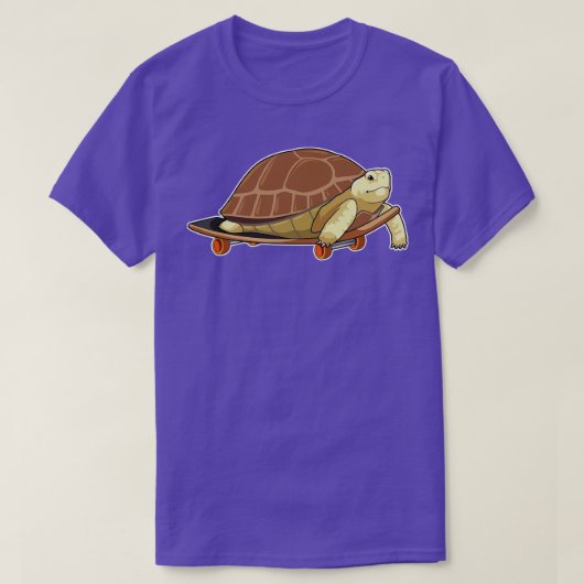 スケートボード付きスケーターとして亀 Tシャツ (デザイン正面)