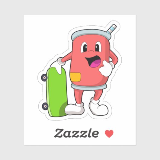 スケートボード付きスケーターとして缶 シール (シート)