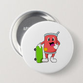 スケートボード付きスケーターとして缶 缶バッジ (正面&裏面)