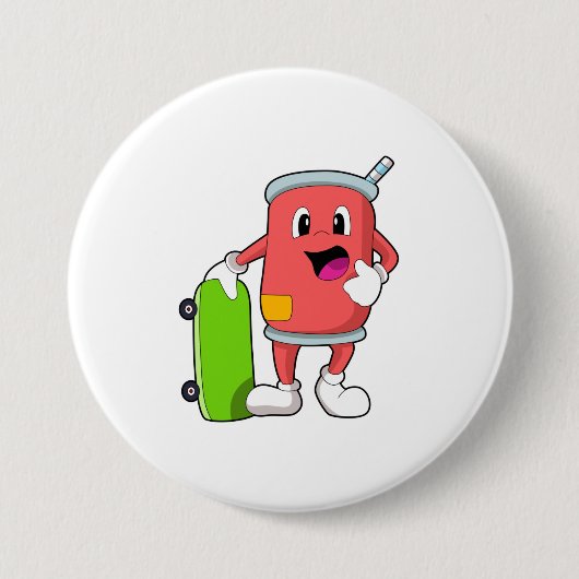 スケートボード付きスケーターとして缶 缶バッジ (正面)