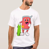 スケートボード付きスケーターとして缶 Tシャツ (正面)