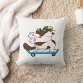 スケートボード付きスケーター犬 クッション (ブランケット)