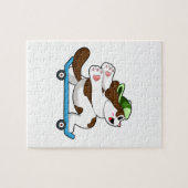 スケートボード付きスケーター犬 ジグソーパズル (横)