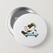 スケートボード付きスケーター犬 缶バッジ (正面&裏面)