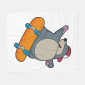 スケートボード付きモグラ フリースブランケット (正面(横))