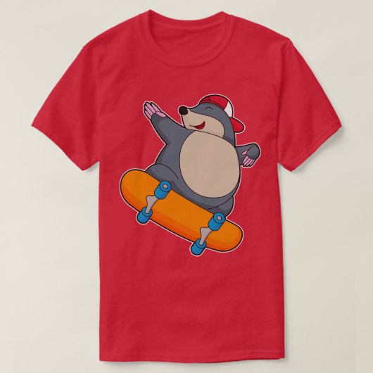 スケートボード付きモグラ Tシャツ (デザイン正面)