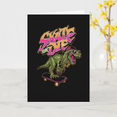 スケートボード付き恐竜 カード (黄色い花)