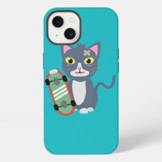 スケートボード付き猫 iPhone 13ケース
