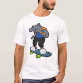 スケートボード付スケートボーダーとしての猫 Tシャツ (正面)
