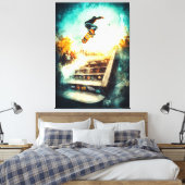 スケートボード伝説 – ダイナミック・スポーツ・アート – アーバン キャンバスプリント (インサイチュ (寝室))