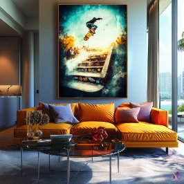 スケートボード伝説 – ダイナミック・スポーツ・アート – アーバン キャンバスプリント