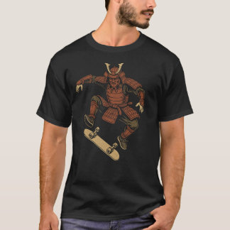 スケートボード侍 - アーバンストリートウェアデザイン Tシャツ