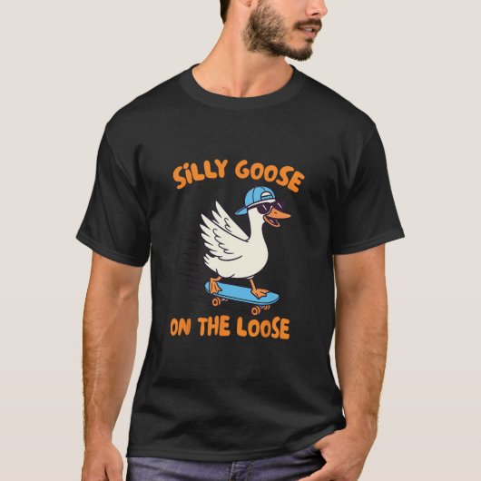 スケートボード大好きなばかガチョウ Tシャツ (正面)