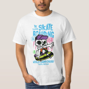 スケートボード好き Cap Skater Champとのスカル Tシャツ