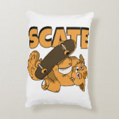 スケートボード子猫- Orange Cat in Action アクセントクッション (裏面(縦))