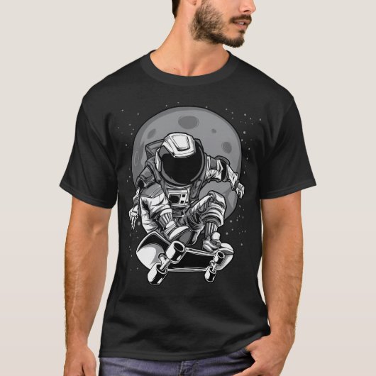 スケートボード宇宙飛行士アート Tシャツ (正面)