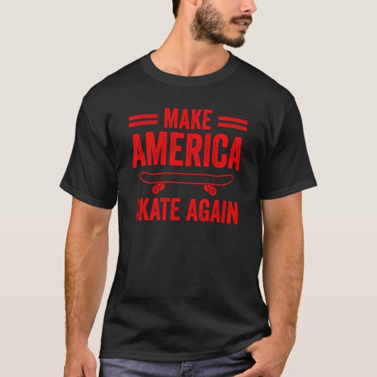 スケートボード少年たちおもしろいガールズメイクアメリカスケート Tシャツ (正面)