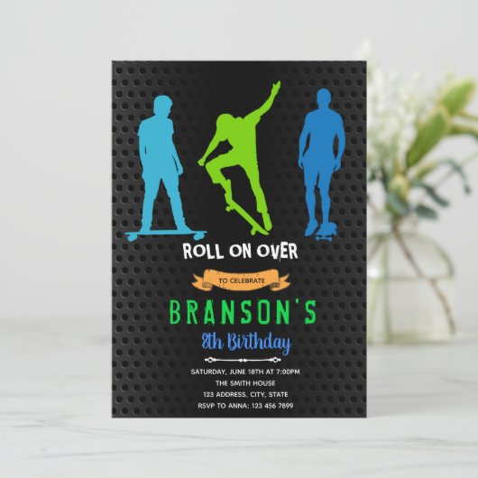 スケートボード少年パーティー招待状 招待状 (スタンド正面)