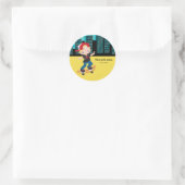 スケートボード少年 – 背景色を選択 ラウンドシール (バッグ)