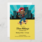 スケートボード少年 – 背景色を選択 招待状 (正面/裏面)