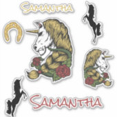 スケートボード戦士ユニコーン金ゴールドシール シール (正面)