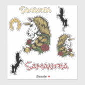 スケートボード戦士ユニコーン金ゴールドシール シール (シート)