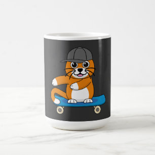 スケートボード漫画にかわいいオレンジキャット コーヒーマグカップ
