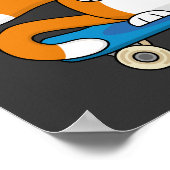 スケートボード漫画にかわいいオレンジキャット ポスター (角)