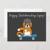 スケートボード漫画にかわいいオレンジキャット |追加文字 シーズンポストカード (正面/裏面)